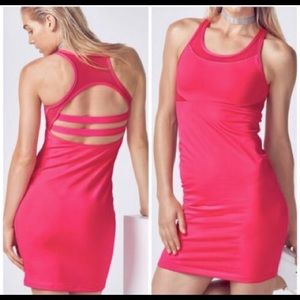 Fabletics Hot Pink Dress with Straps in Back   Racer Back Size Large